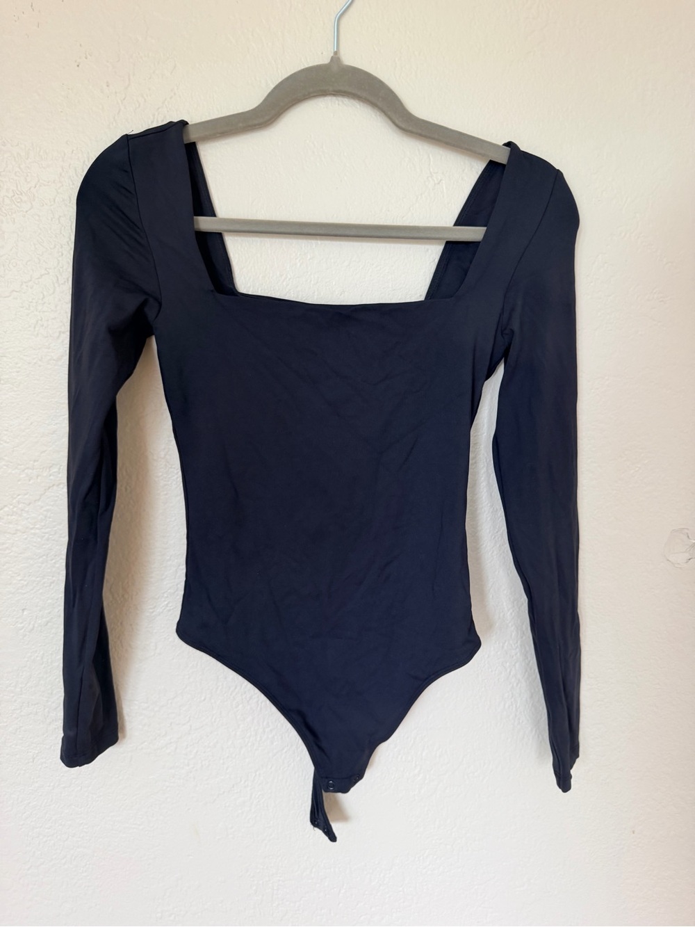 Babaton Navy Long Sleeve Square Neck One-Piece Bodysuit